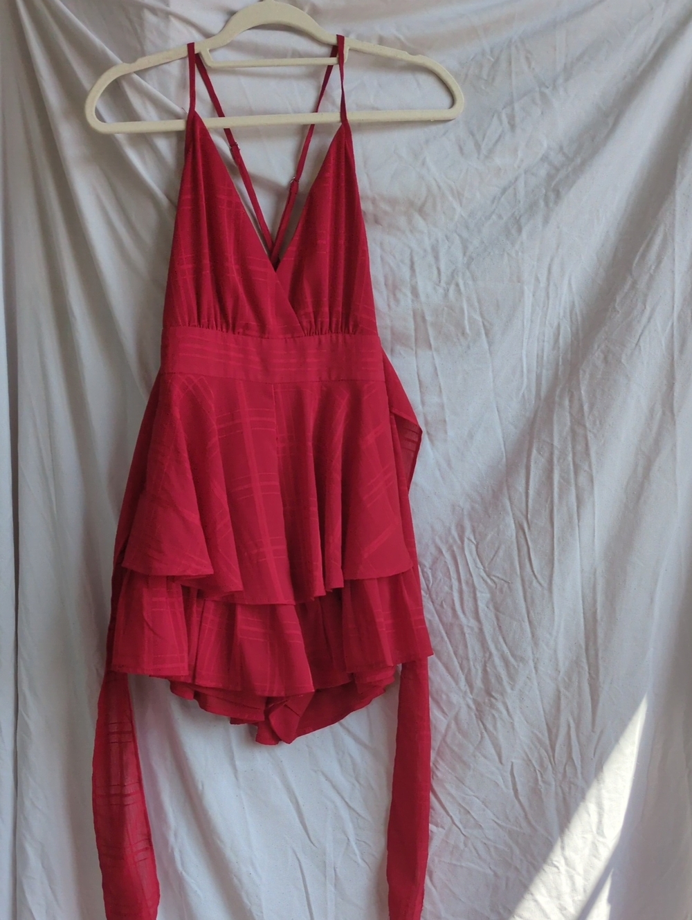 🍒 Red V-Neck Romper